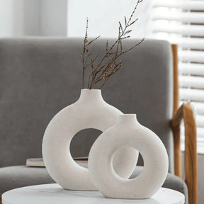 Vaso Decorativo para Sala Decoracao branco de Ceramica Rosquinha