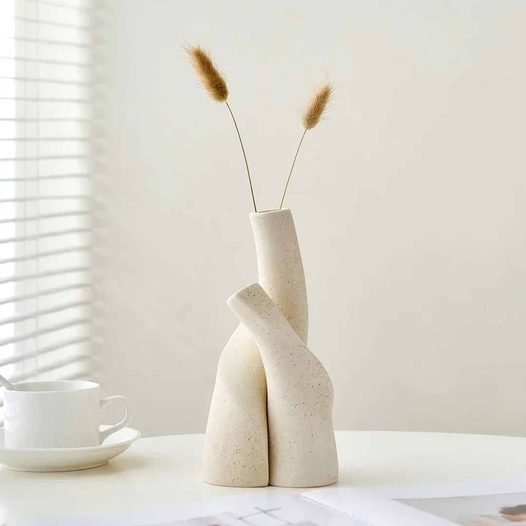 Vaso Decorativo para Sala branco de Ceramica Decoracao Espiral