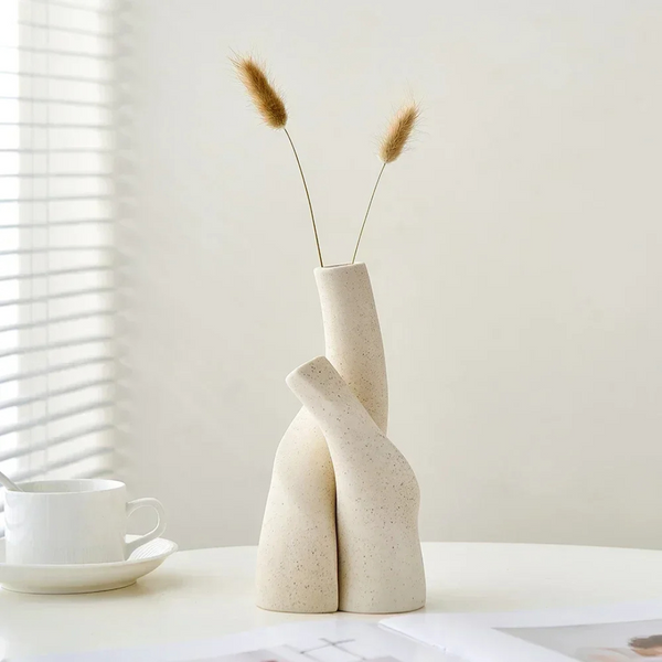 Vaso Decorativo para Sala branco de Ceramica Decoracao Espiral