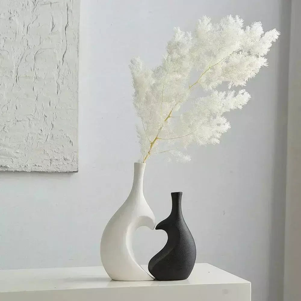 Vaso Decorativo para Sala de Ceramica Coracao 2 Peças