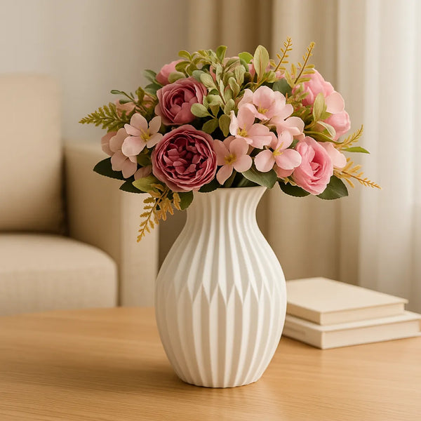 Vaso Decorativo para Sala de Flor para Mesa branco Nordic 