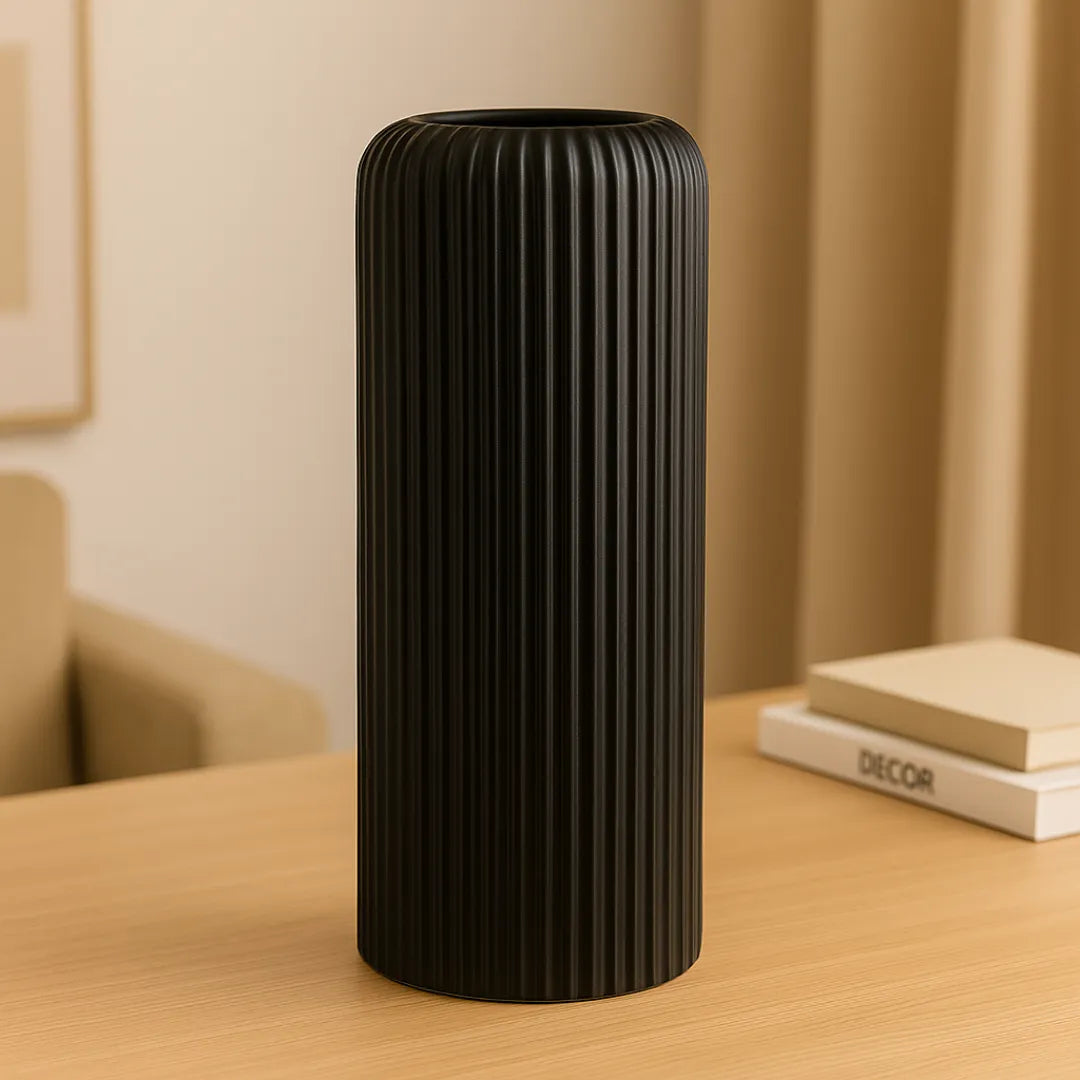 Vaso Decorativo para Sala para Mesa Decoração Cilindro preto