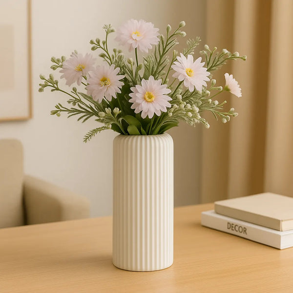 Vaso Decorativo para Sala para Mesa Decoração branco Cilindro 