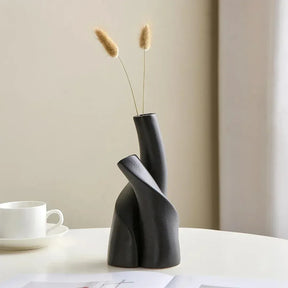 Vaso Decorativo para Sala preto de Ceramica Decoracao Espiral