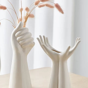 Vaso decorativo para sala planta decoração mãos