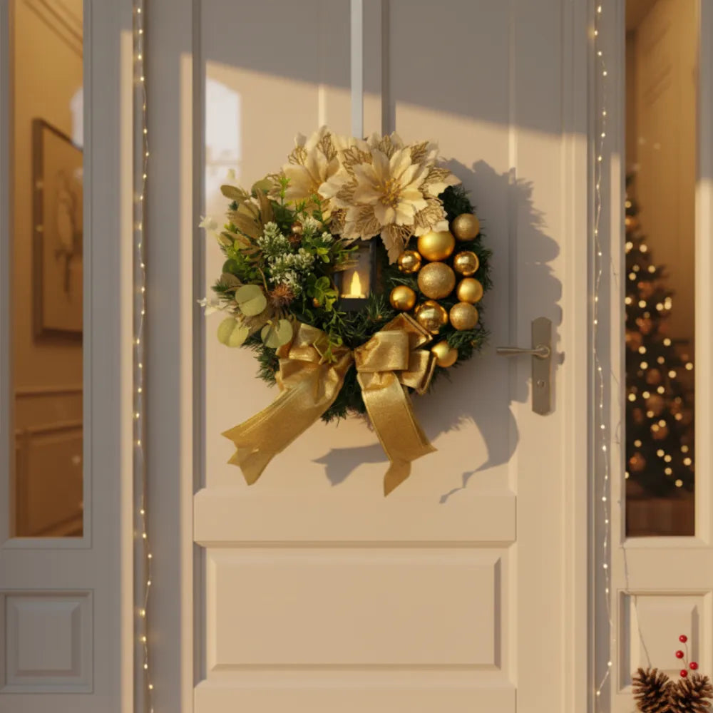 Guirlanda de Natal Dourada para Porta de Luxo Grande