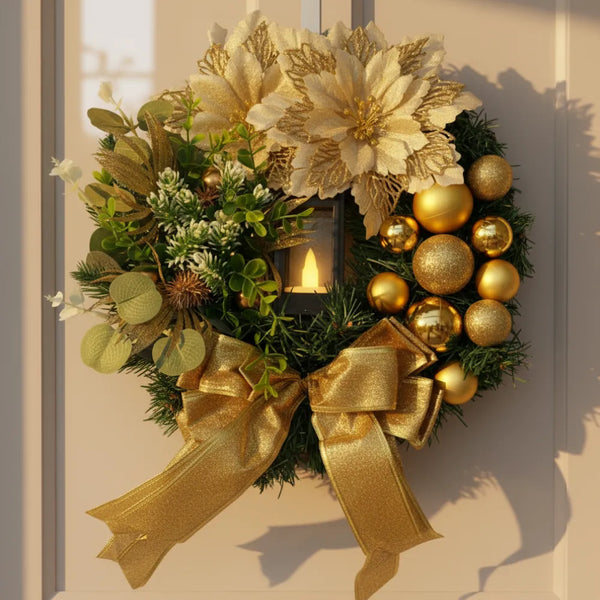 Guirlanda de Natal Dourada para Porta de Luxo Grande