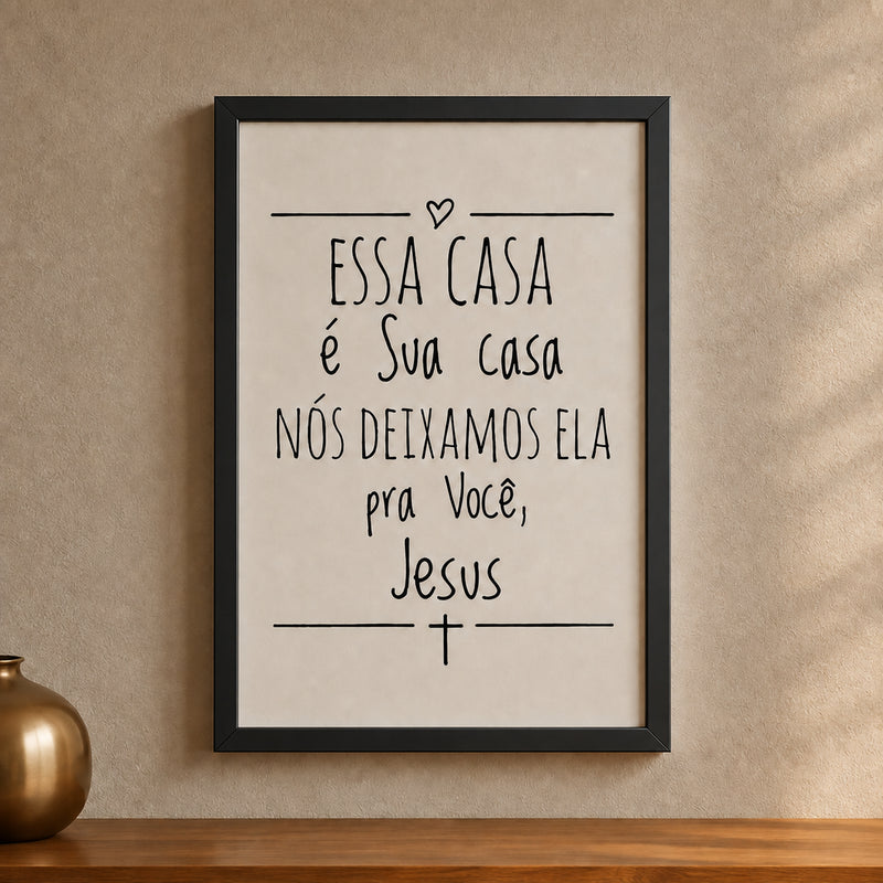 Quadro Decorativo Frase Religiosa para Sala/Cozinha Preto