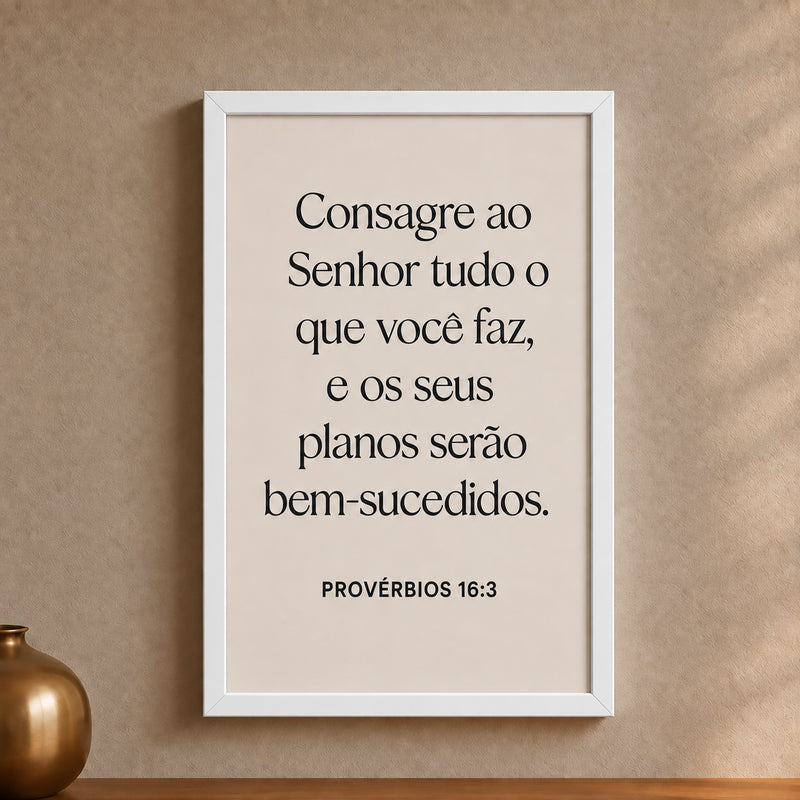 Quadro Decorativo Frase Religiosa Motivacional Branco
